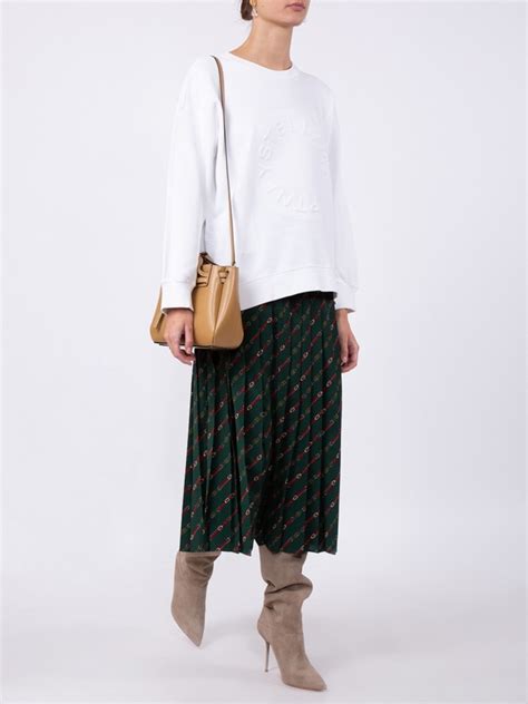 green gucci skirt with stirrups print|Gucci denim skirt.